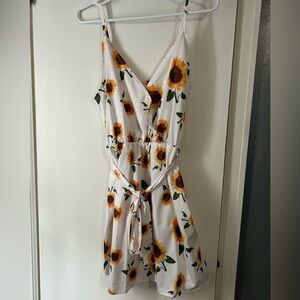 SHEIN Floral Sleeveless Dress - White and Yellow
